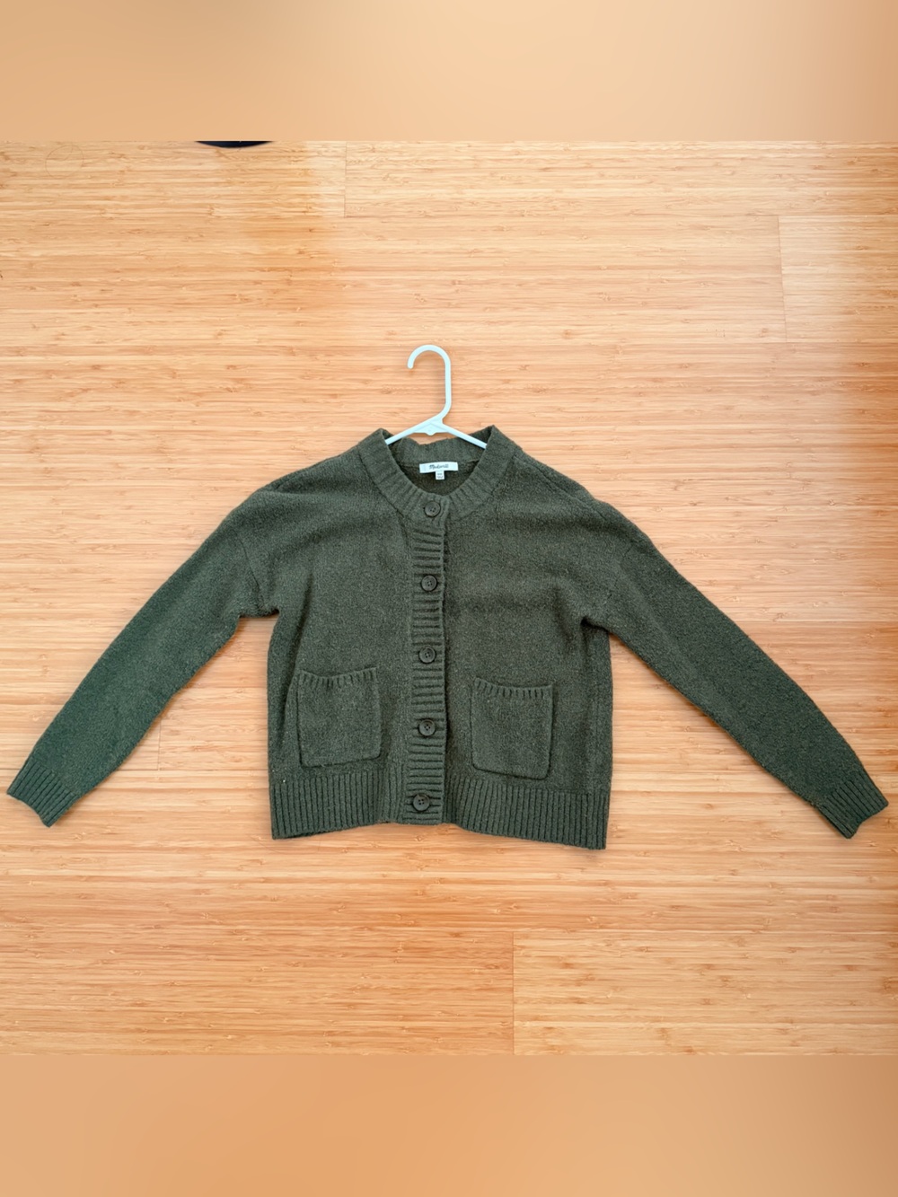Madewell Olive Green Button-Up Pocket Cardigan